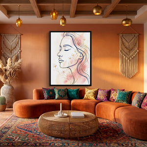 Woman Blushing Serenity — woman blushing serenity sq boho living 1port framed black