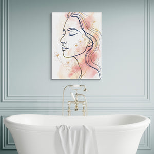 Woman Blushing Serenity — woman blushing serenity sq luxury bathroom wall 1port flush print