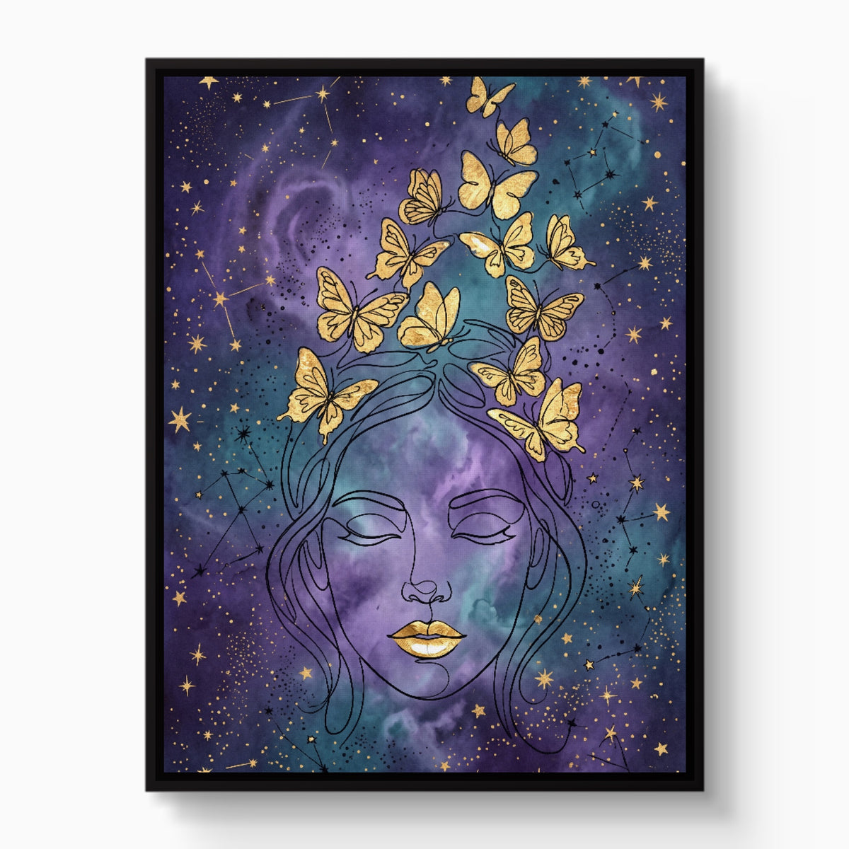 Woman Golden Dream — woman golden dream white studio framed black