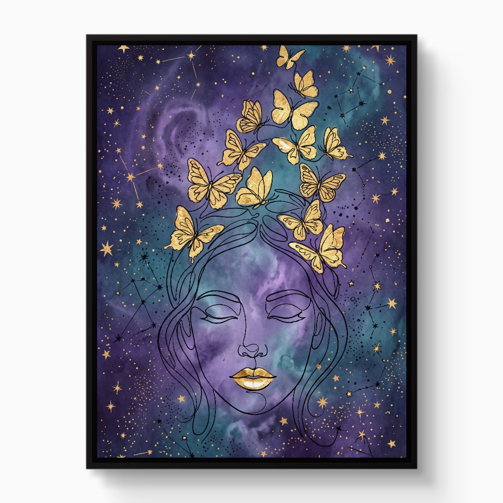 Woman Golden Dream — woman golden dream white studio framed black