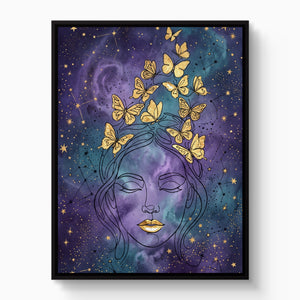 Woman Golden Dream — woman golden dream white studio framed black