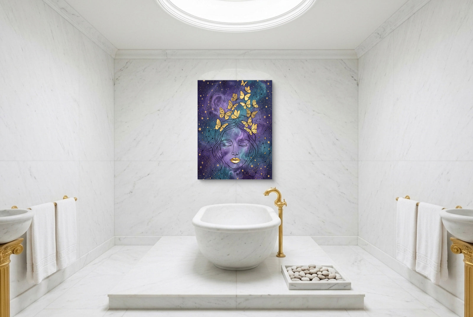 Woman Golden Dream — woman golden dream white studio framed black