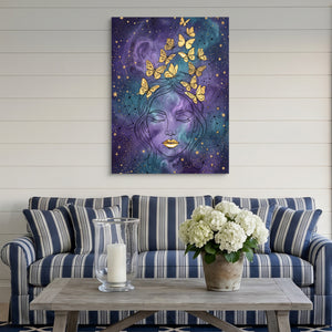 Woman Golden Dream — woman golden dream sq striped couch 1port flush print