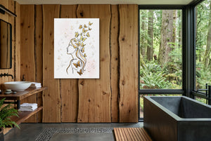 Woman Golden Flight — woman golden flight wooden bathroom with window 1port flush print