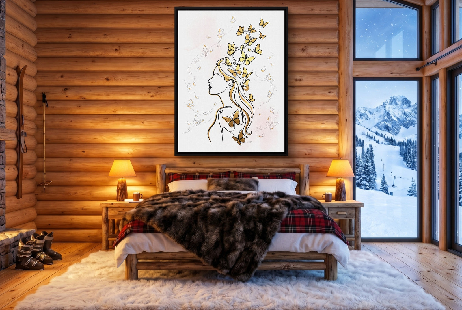 Woman Golden Flight — woman golden flight white studio framed black