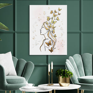 Woman Golden Flight — woman golden flight sq green luxury rom 1port flush print