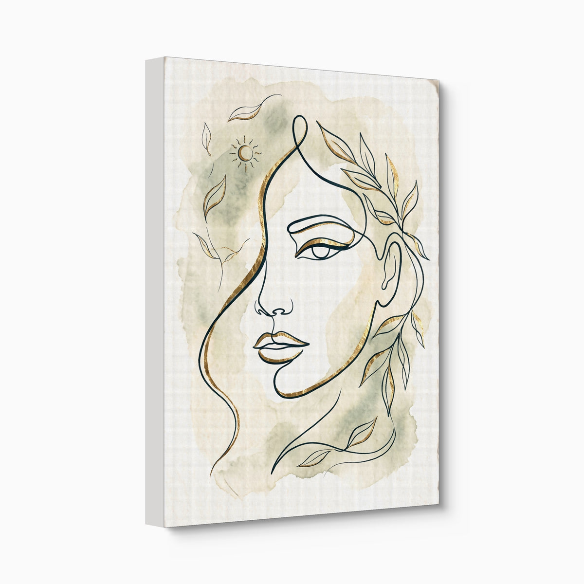 Woman Golden Leaves — woman golden leaves angled flush print