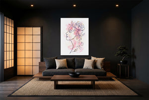 Woman Golden Peony — woman golden peony modern minimalist living room 2 1port flush print