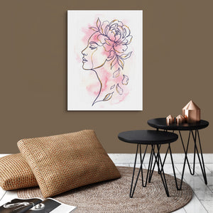 Woman Golden Peony — woman golden peony sq brown wallroom 1port flush print