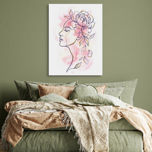 Woman Golden Peony — woman golden peony sq green bedroom 1port flush print