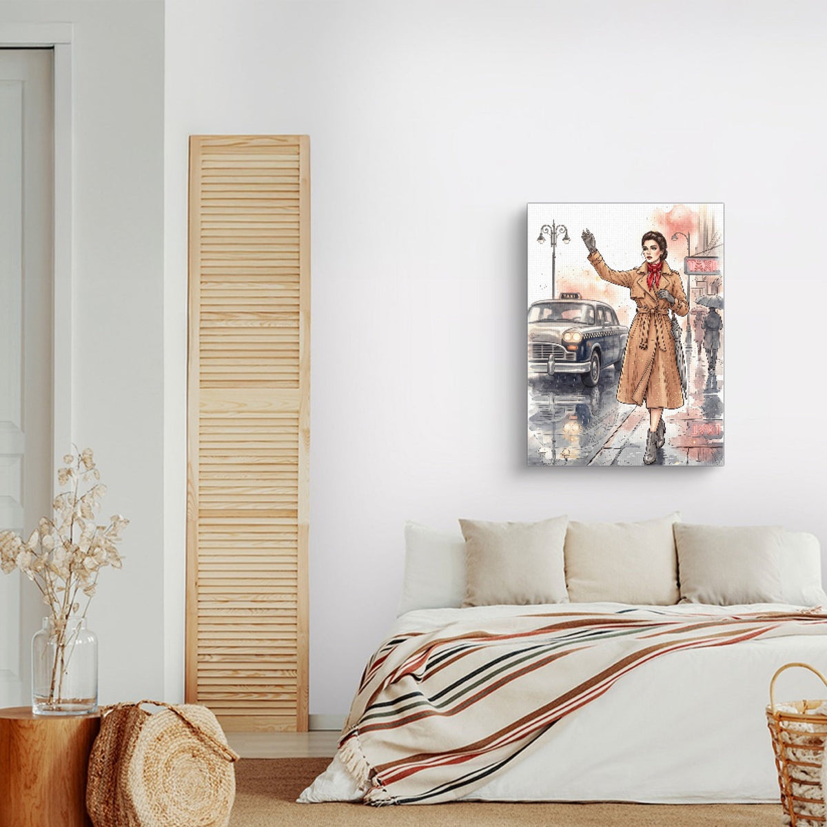 Woman Hails Taxi - Luxury Wall Art