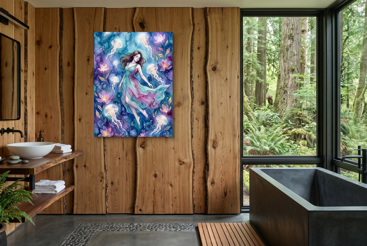Woman in Azure Currents - Luxury Wall Art