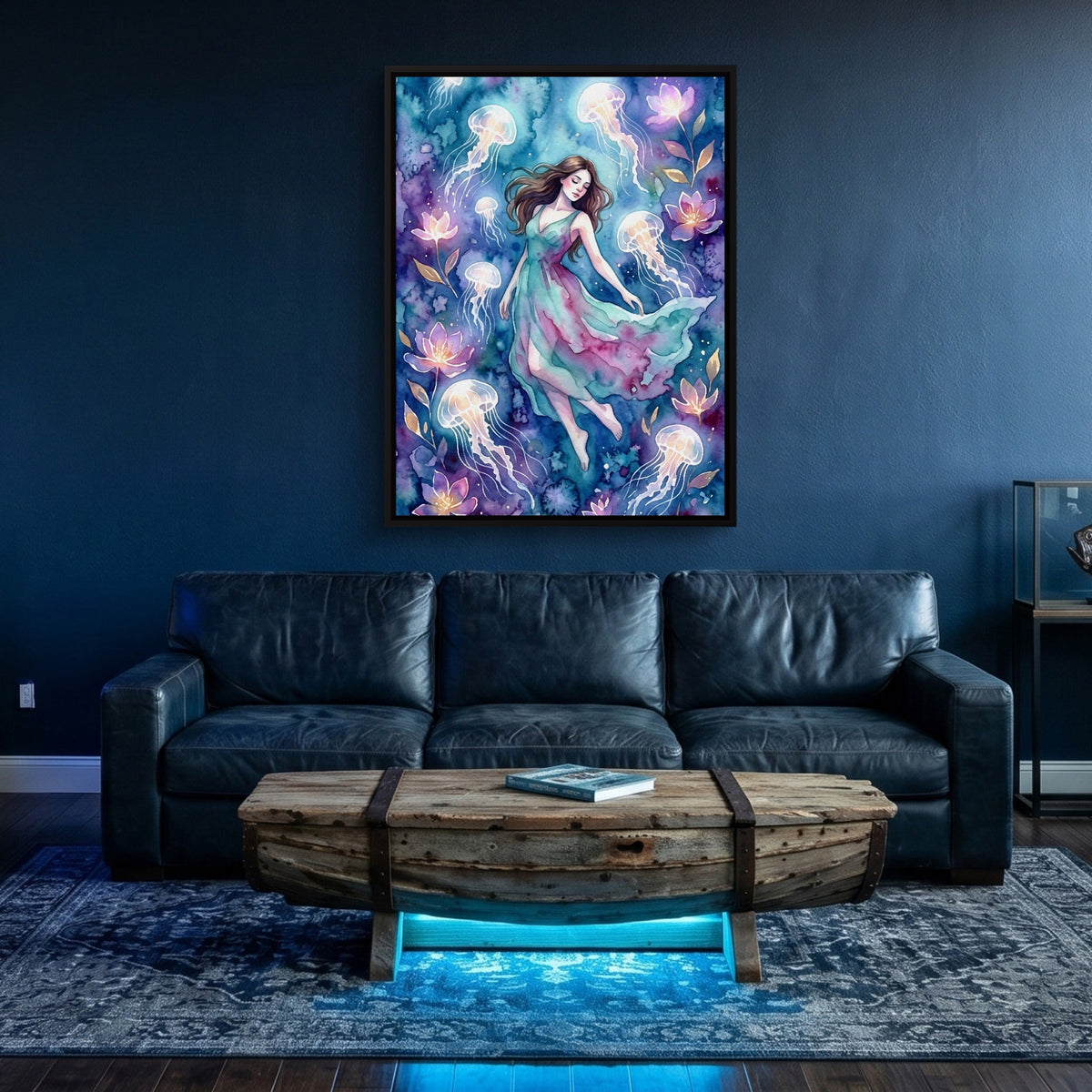 Woman in Azure Currents - Luxury Wall Art