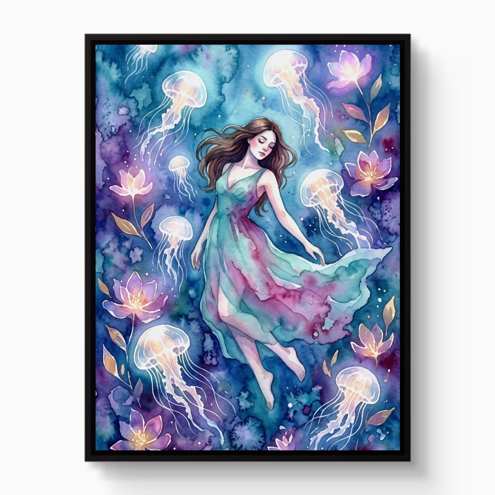 Woman in Azure Currents - Luxury Wall Art