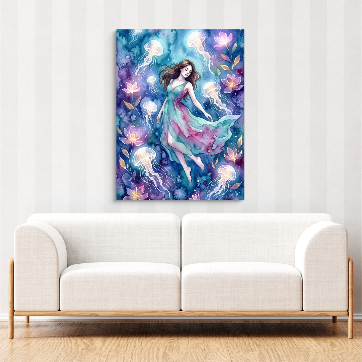 Woman in Azure Currents - Luxury Wall Art