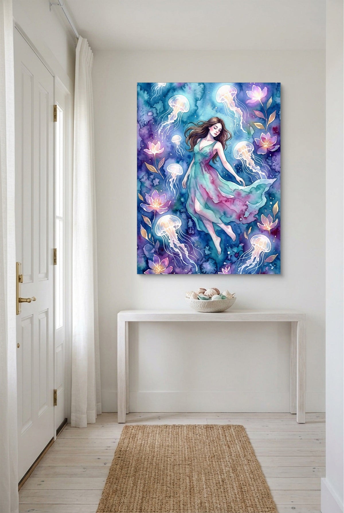 Woman in Azure Currents - Luxury Wall Art