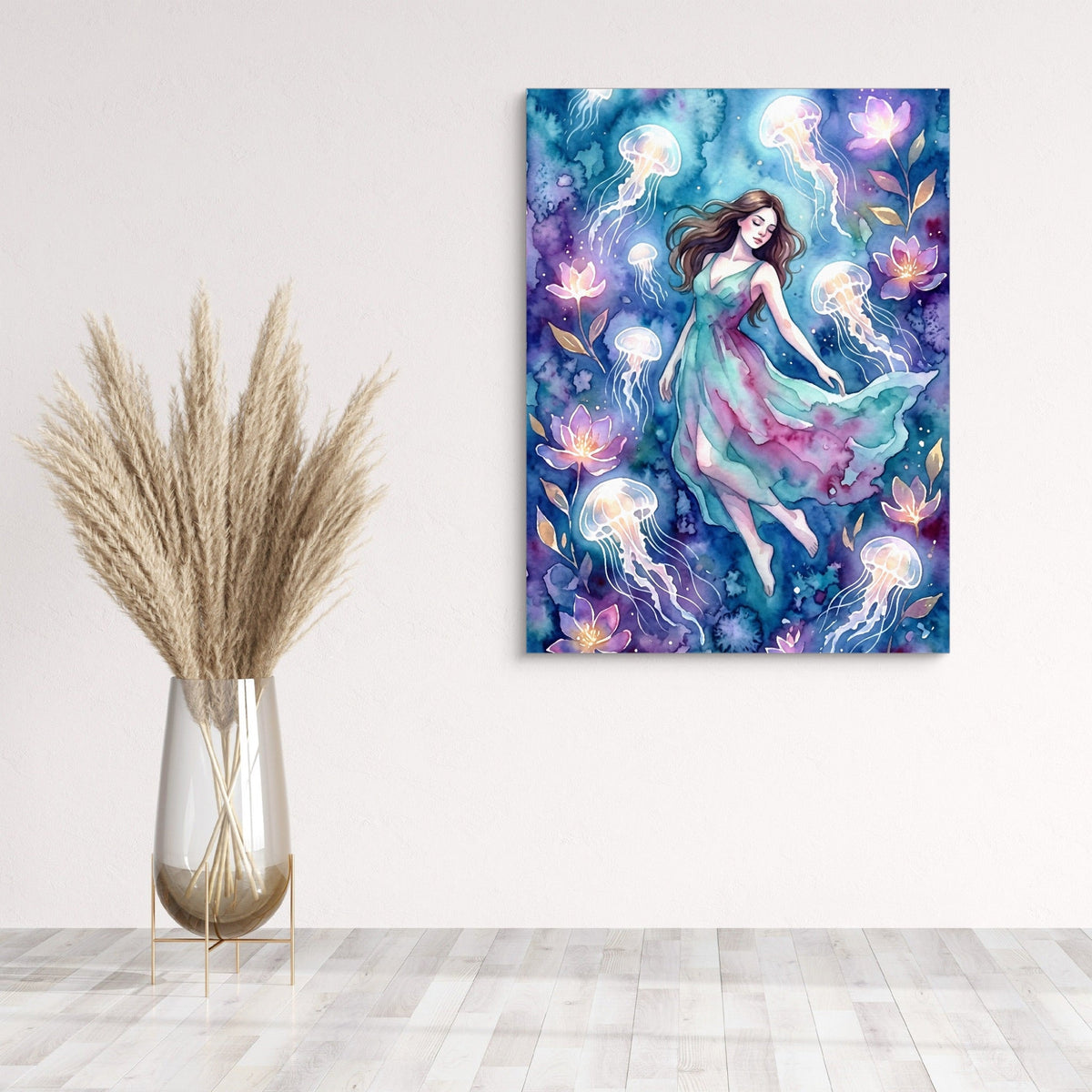 Woman in Azure Currents - Luxury Wall Art