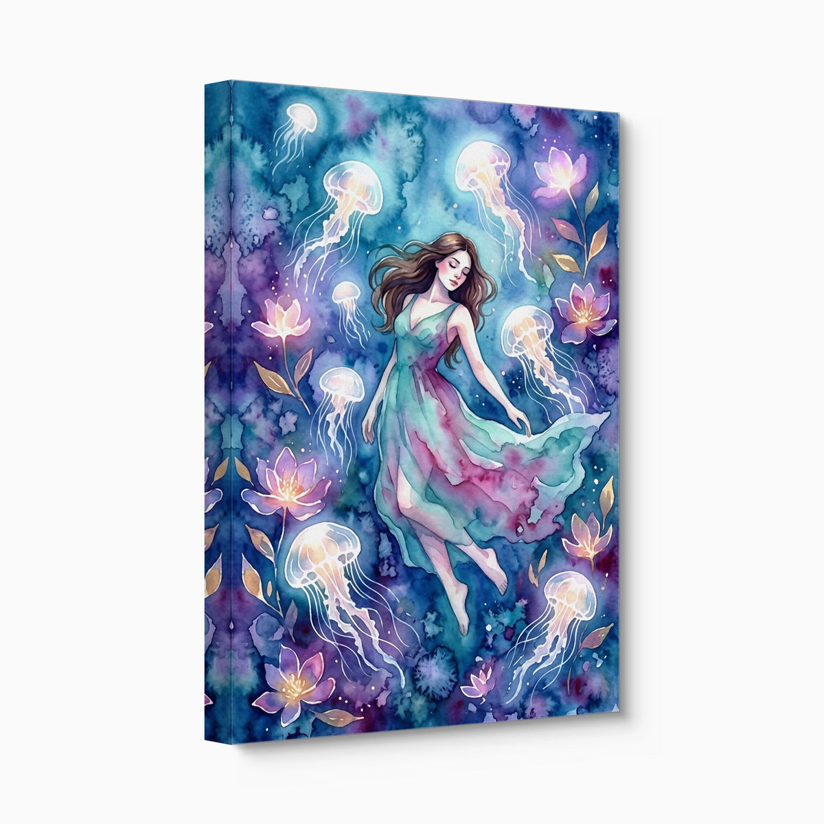 Woman in Azure Currents - Luxury Wall Art