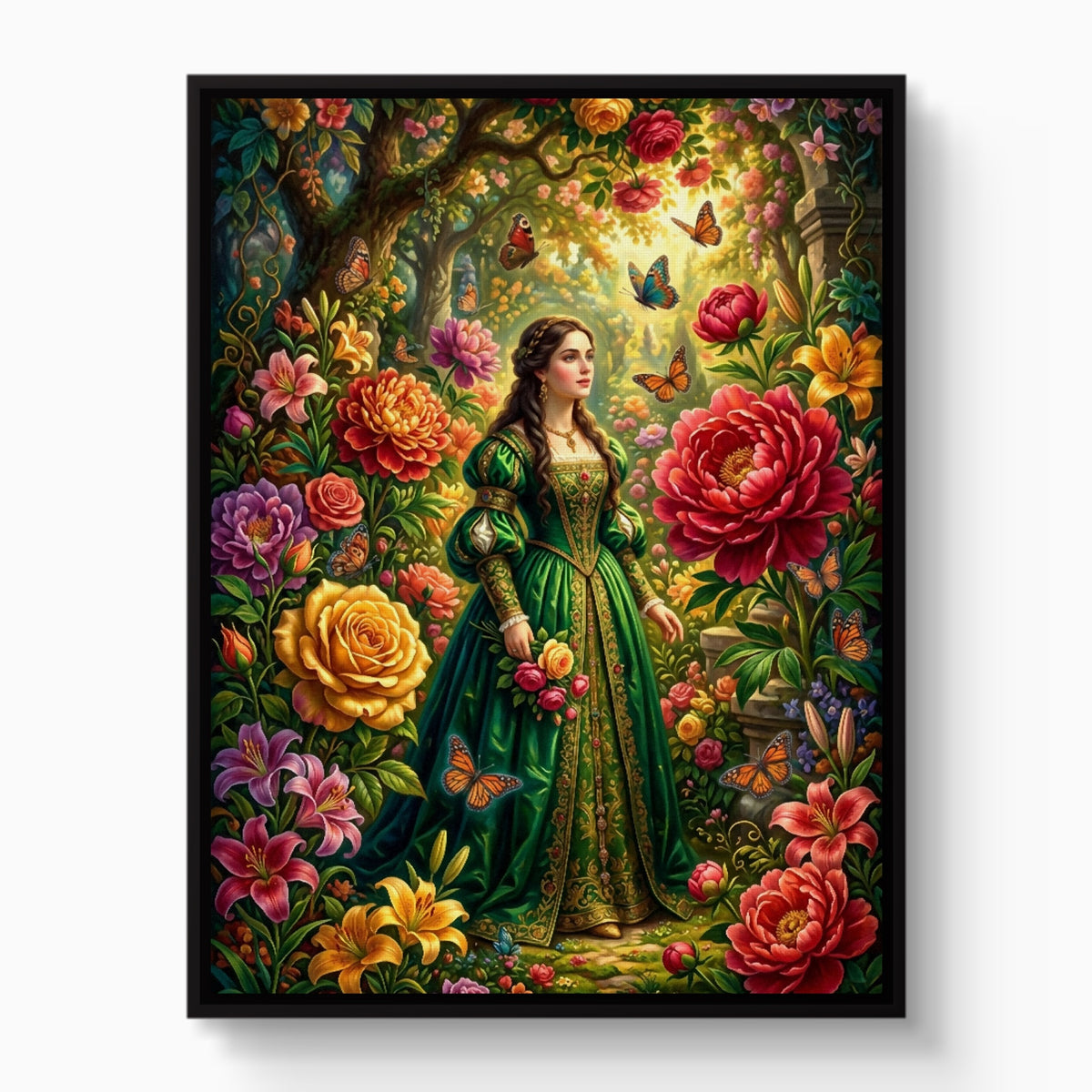 Woman In Bloom — woman in bloom white studio framed black
