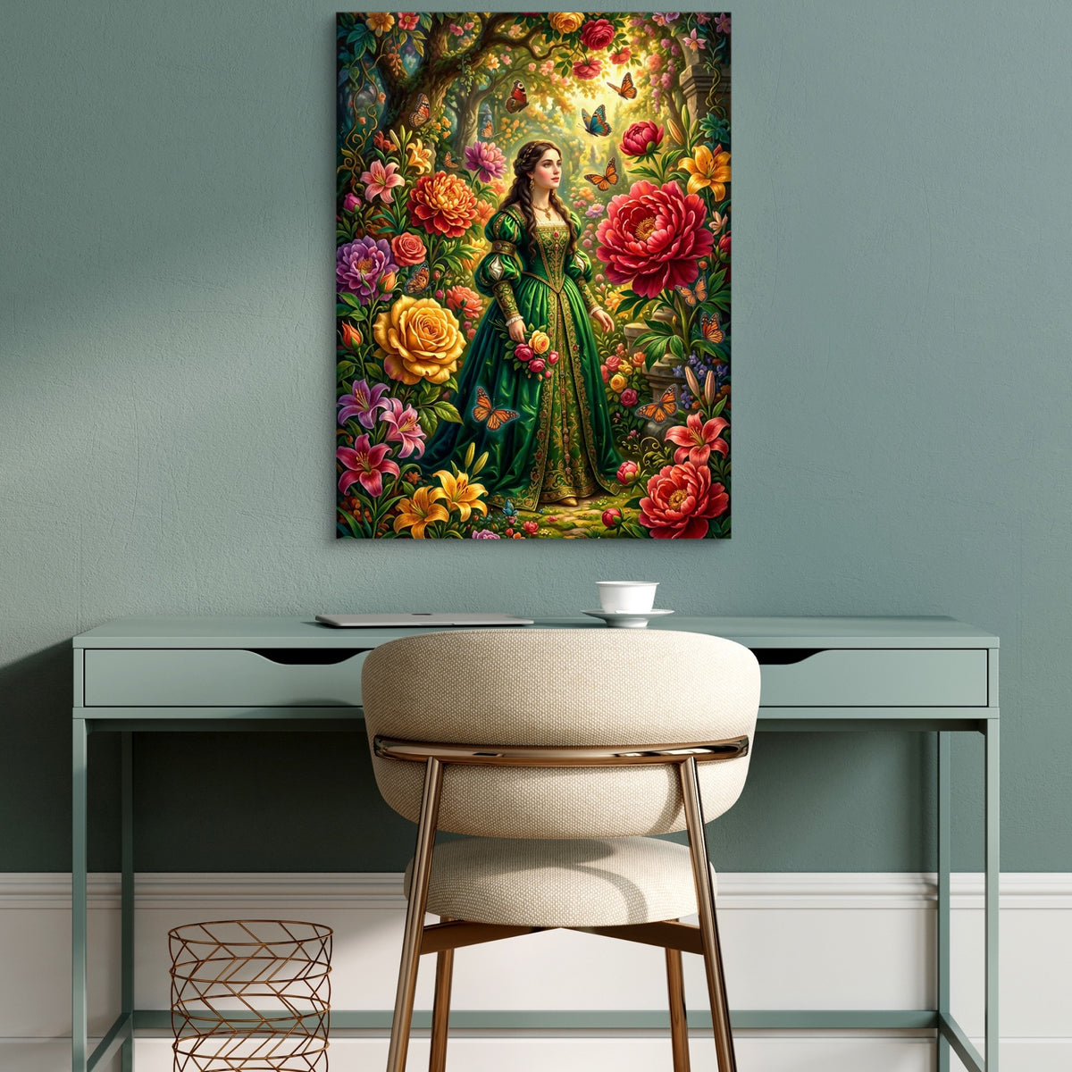 Woman In Bloom — woman in bloom sq green desk 1port flush print