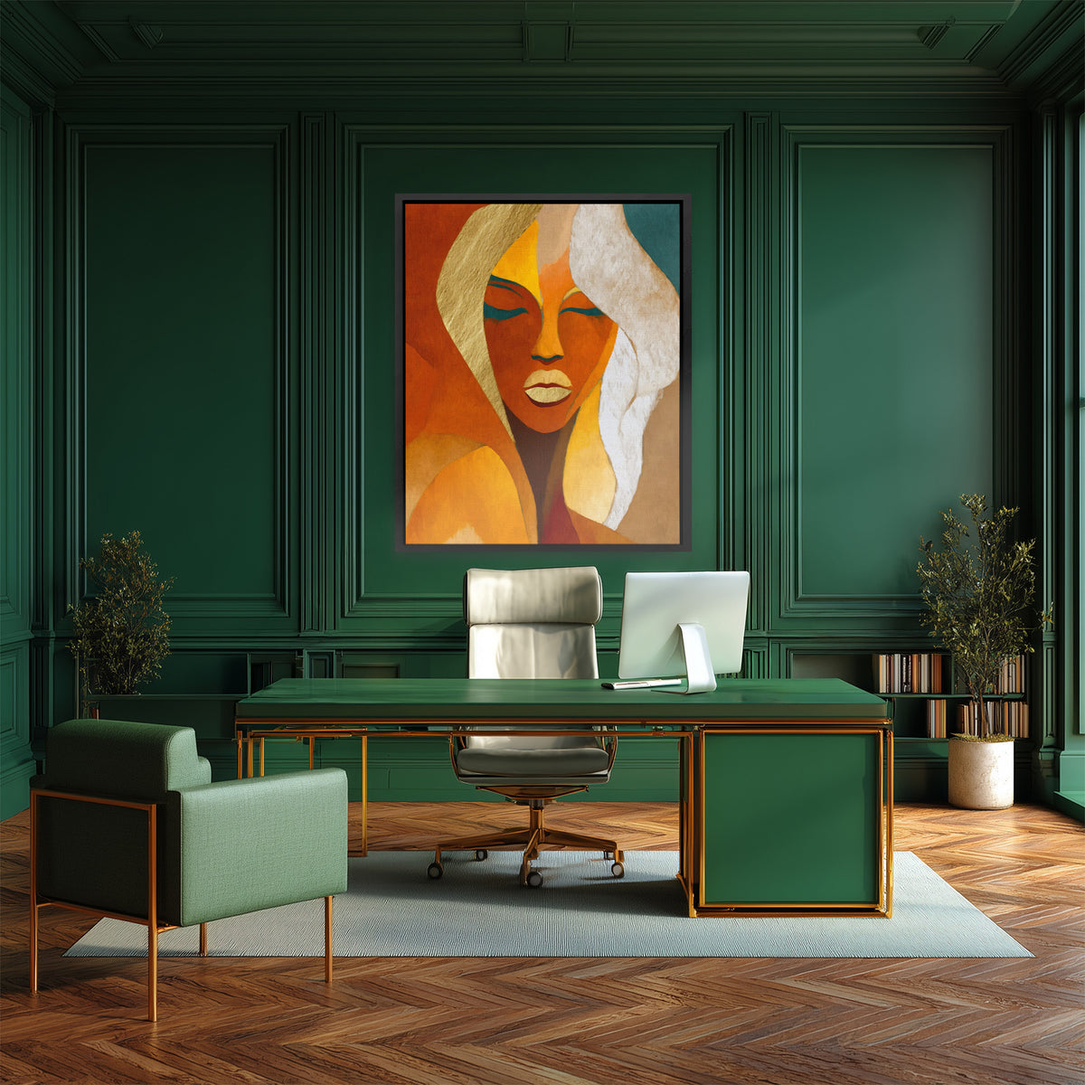 Woman in Copper - Abstract Gold Canvas Wall Art