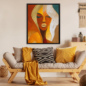 Woman in Copper - Abstract Wall Art in Black Frame