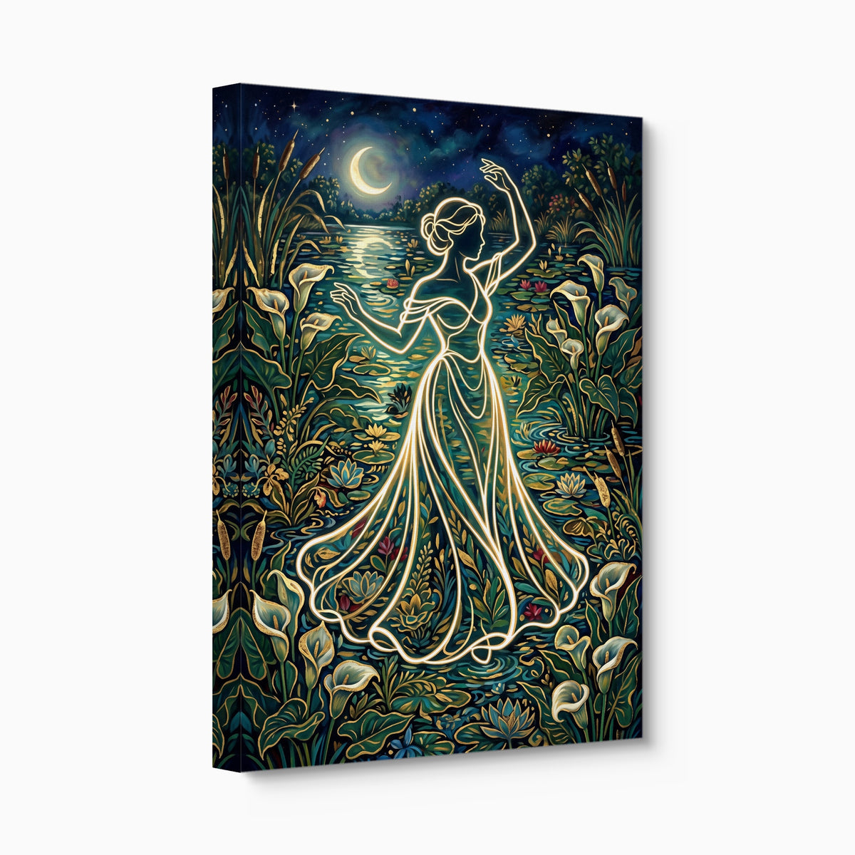 Woman Moonlit Dance — woman moonlit dance angled flush print