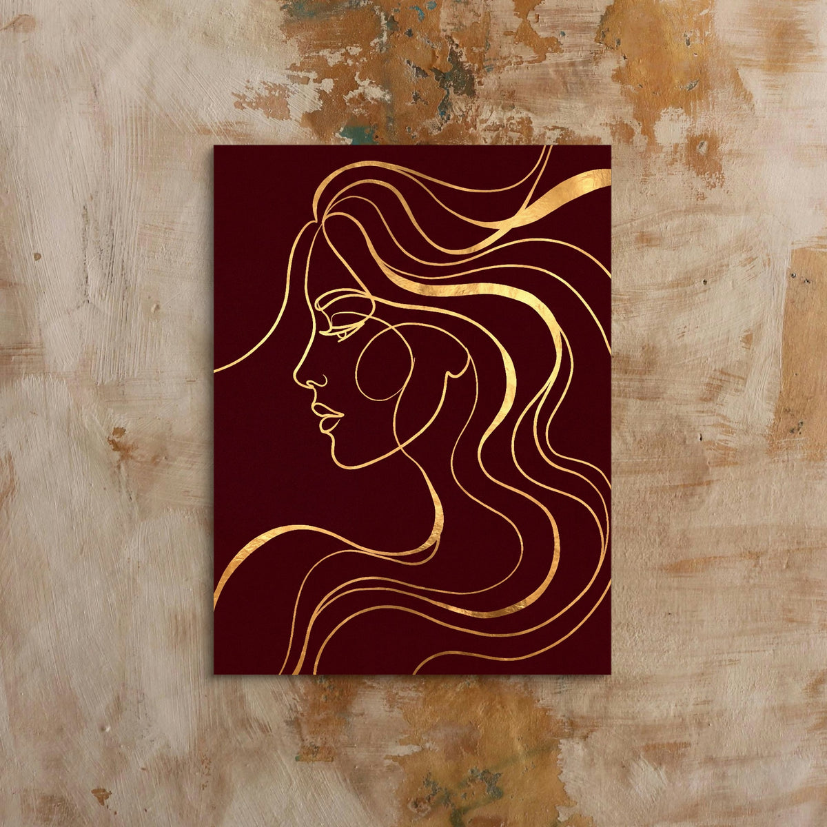 Woman Profile Gold — woman profile gold sq bed 1 clay beige 1port flush print