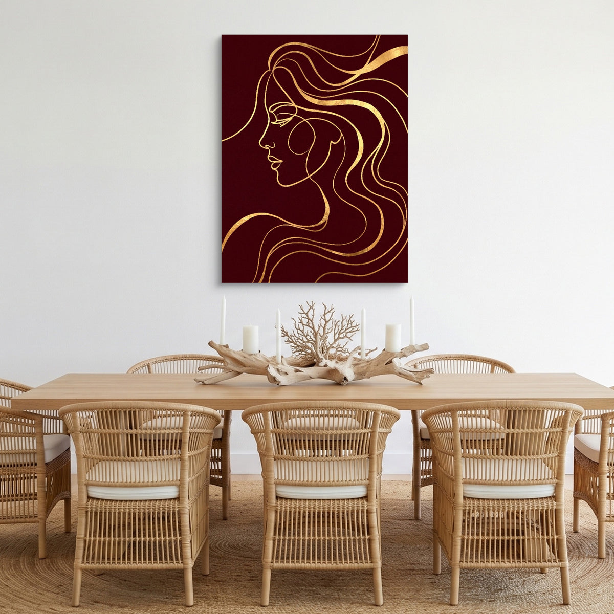 Woman Profile Gold — woman profile gold sq cozy dining room 1port flush print