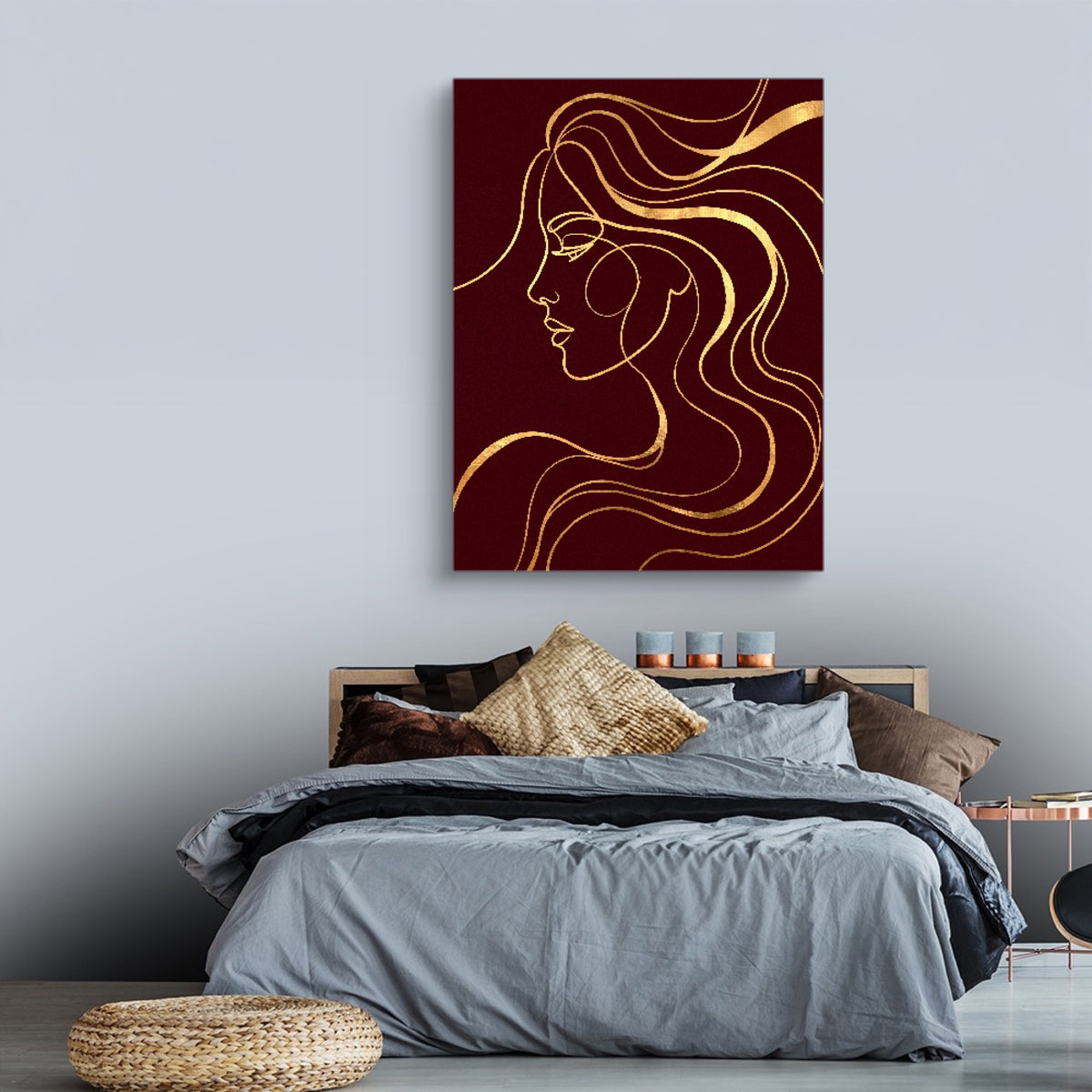Woman Profile Gold — woman profile gold sq land comfortable bedroom 1port flush print