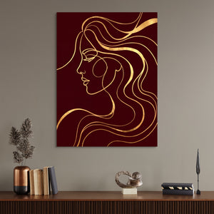 Woman Profile Gold — woman profile gold sq office desk wall 1port flush print