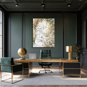 Woman Pruning Roses — woman pruning roses sq green office room 1port flush print