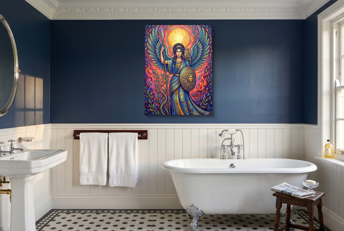 Woman's Mythic Stand — woman's mythic stand small bathroom interior 2 1port flush print