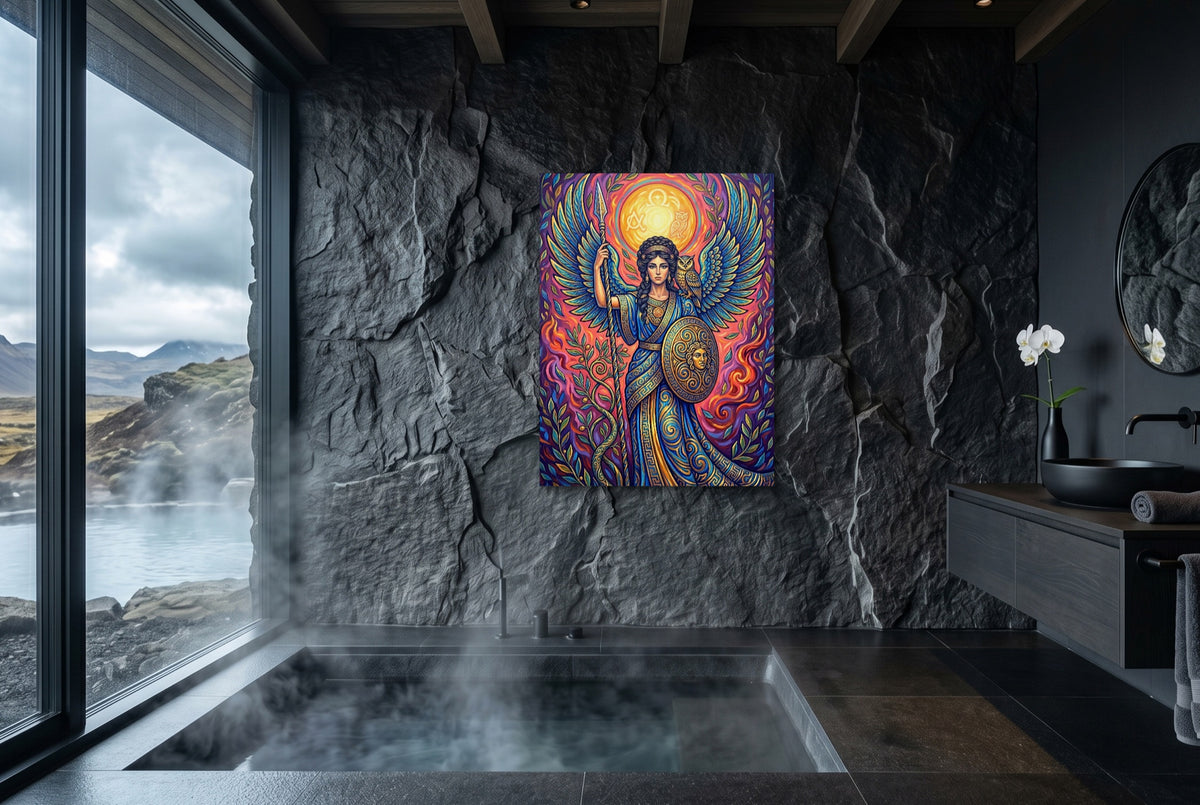 Woman's Mythic Stand — woman's mythic stand small bathroom with window 1port flush print