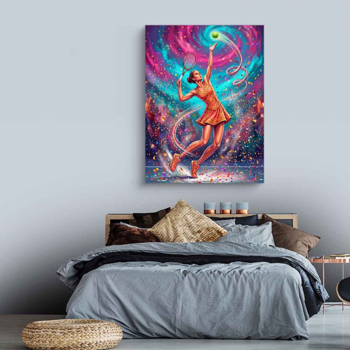 Woman's Tennis Serve — woman's tennis serve sq land comfortable bedroom 1port flush print