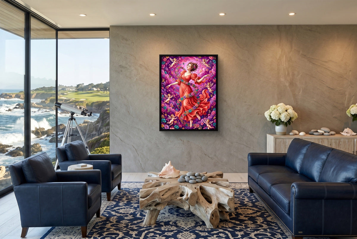 Woman Spiraling Blooms - Luxury Wall Art