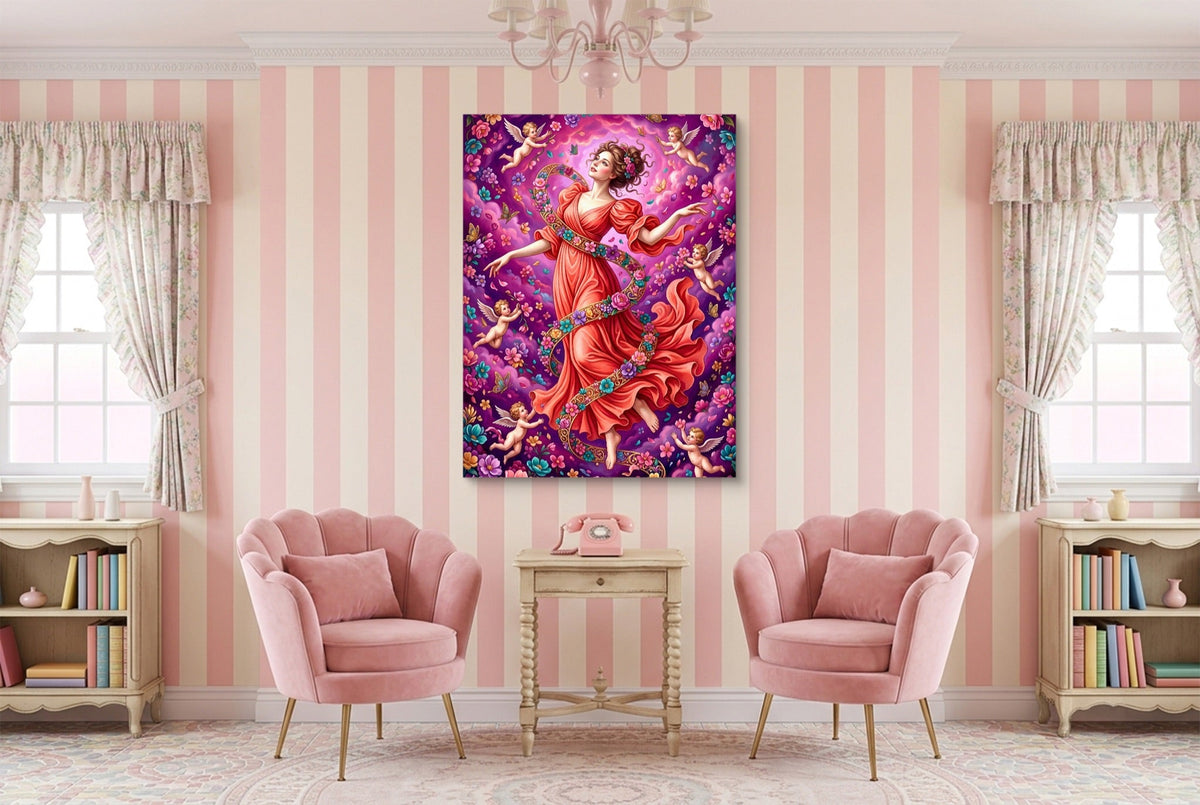 Woman Spiraling Blooms - Luxury Wall Art