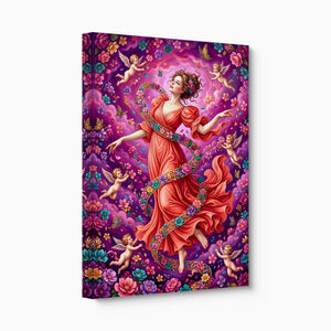 Woman Spiraling Blooms — woman spiraling blooms angled flush print