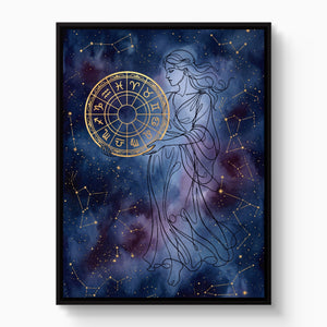 Woman Starry Zodiac — woman starry zodiac white studio framed black