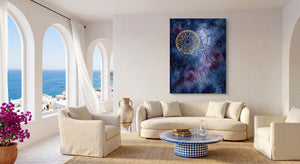Woman Starry Zodiac — woman starry zodiac beachside couch livingroom 1port flush print