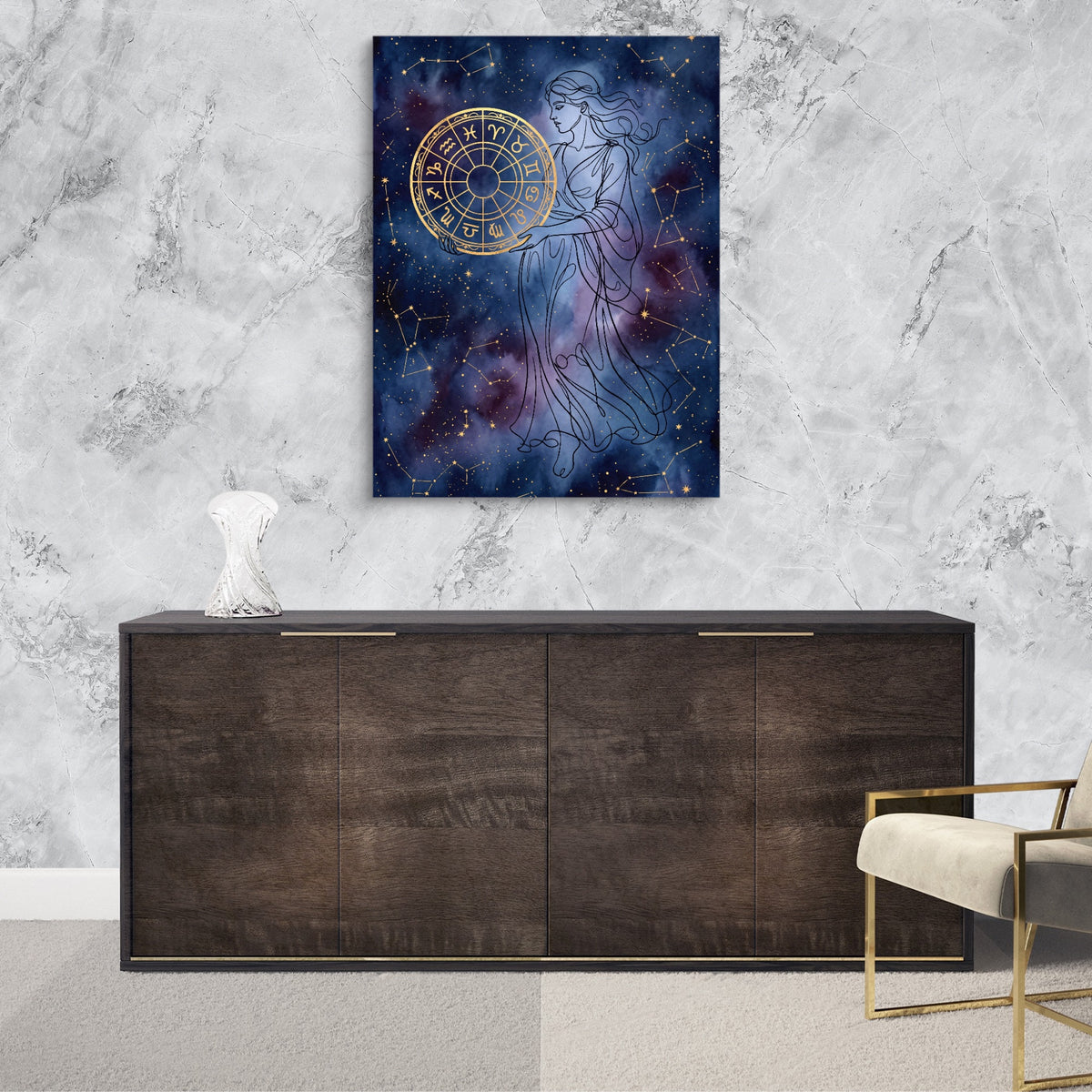 Woman Starry Zodiac — woman starry zodiac sq luxurious room granite wall 1port flush print