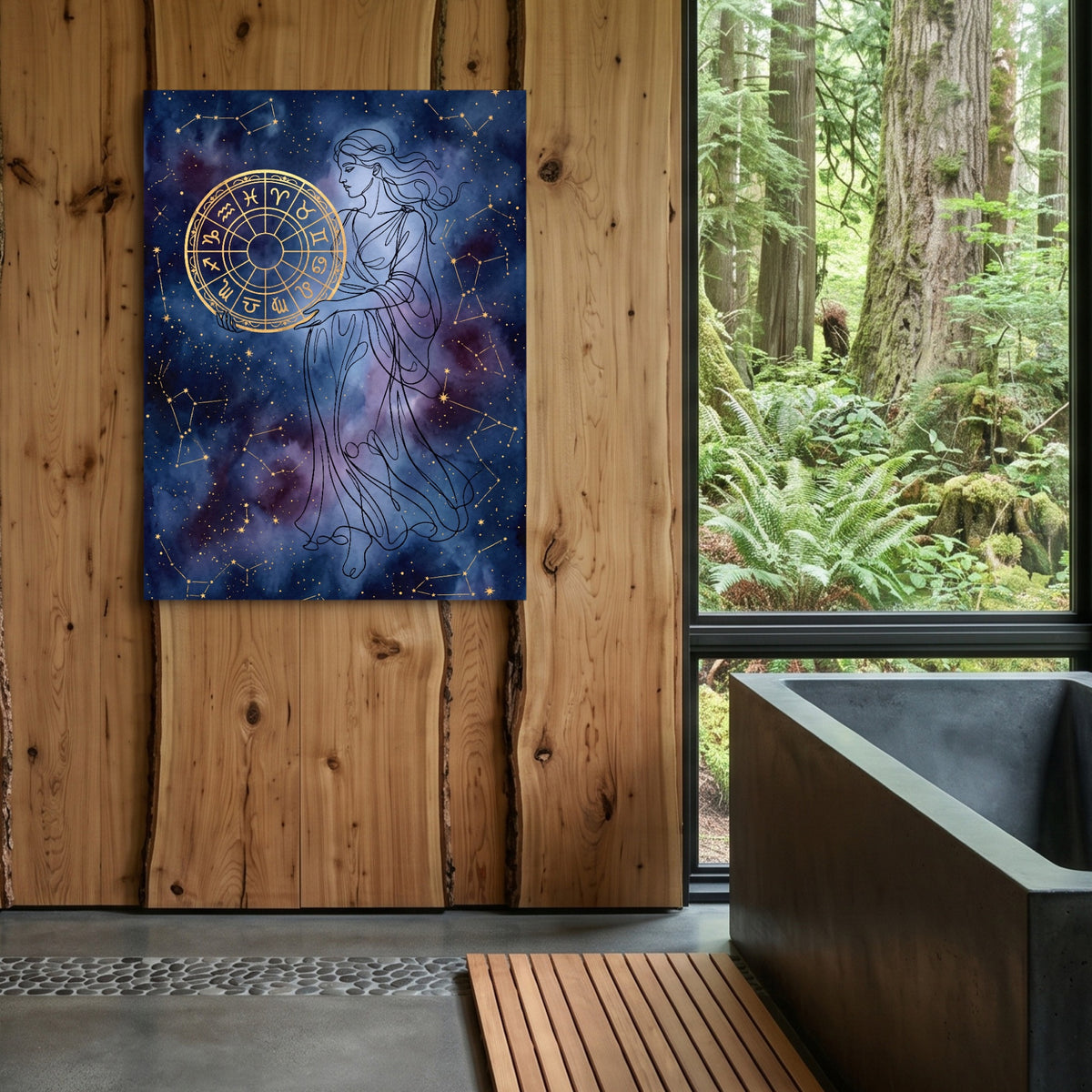 Woman Starry Zodiac — woman starry zodiac sq outdoor bathroom log 1port flush print