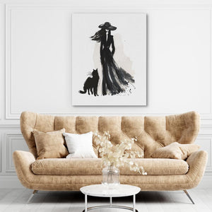 Woman with Cat - Luxury Wall Art