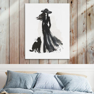 Woman with Cat - Luxury Wall Art