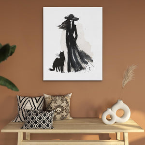 Woman with Cat - Luxury Wall Art