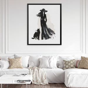 Woman with Cat - Luxury Wall Art