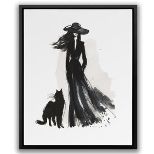 Woman with Cat - Luxury Wall Art