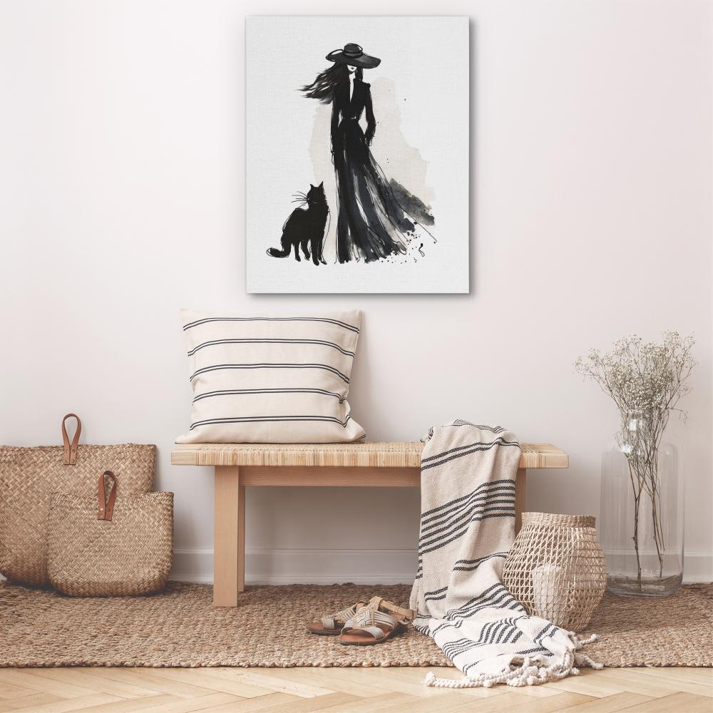 Woman with Cat - Luxury Wall Art
