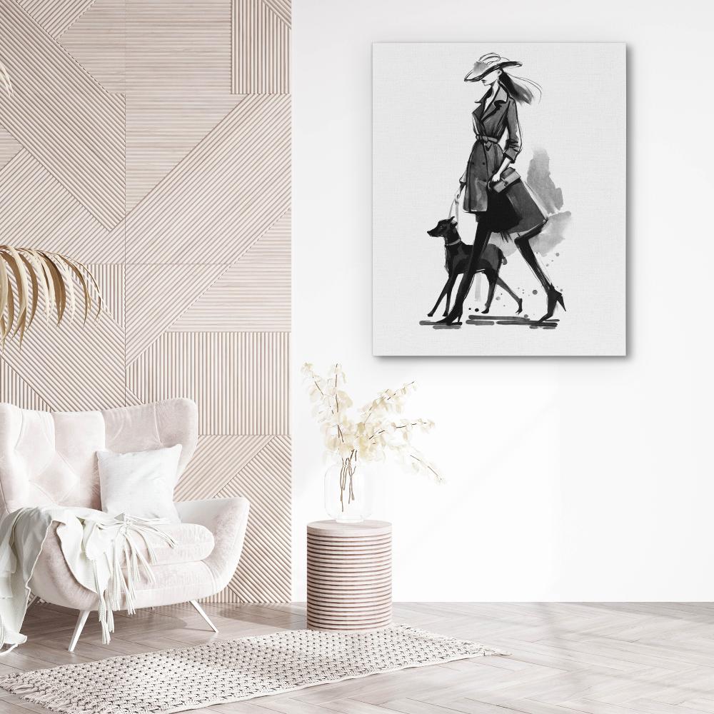 Woman with Dog - Luxury Wall Art