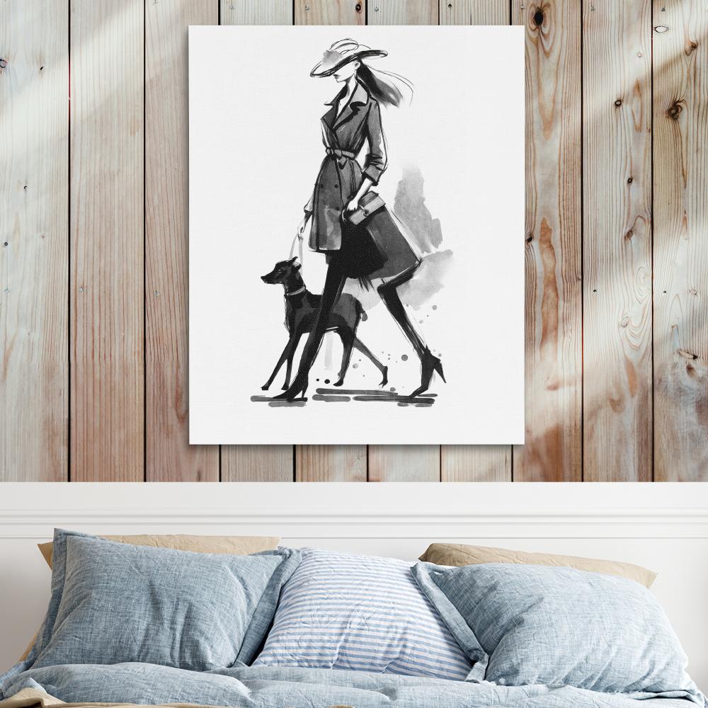 Woman with Dog - Luxury Wall Art